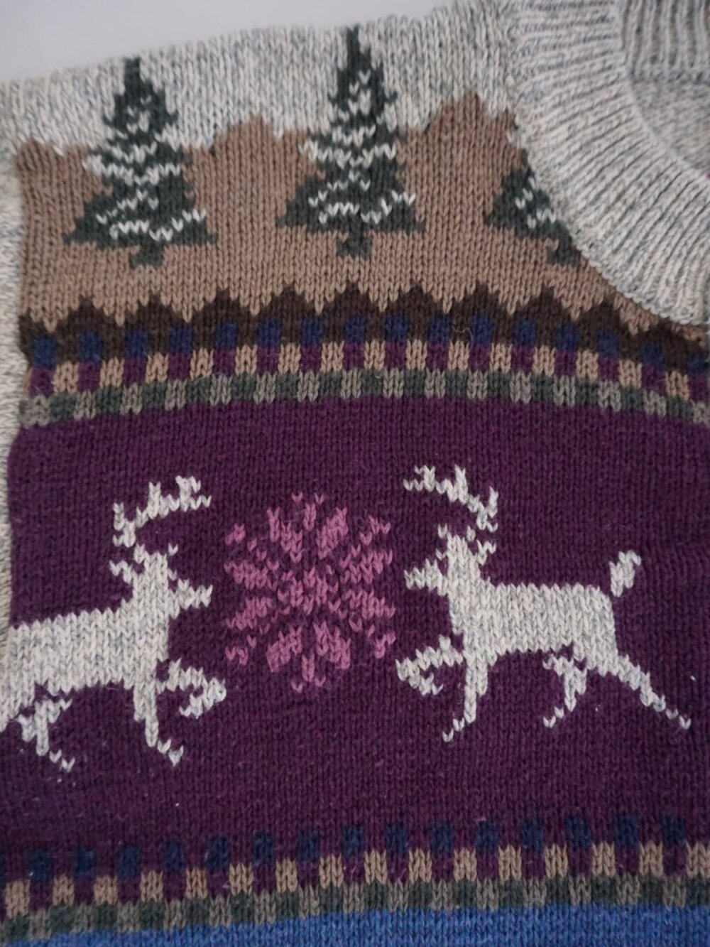 Vintage Northern Reflections Cream Deer Scenic Button Knit Cardigan Fair Isle S - Picture 9 of 10